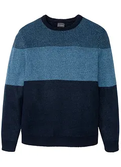 Tröja med rund halsringning och colour blocking-look, bonprix