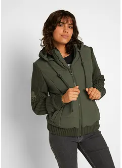 Jacka med stickade ärmar och huva, bonprix