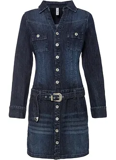 Jeansklänning med skärp, bonprix