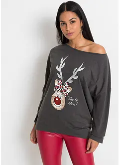 Off-shoulder-topp med julmotiv, bonprix