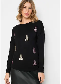 Oversized topp med julmotiv, bonprix