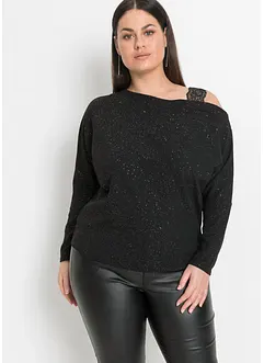 One shoulder-topp med glittereffekt, bonprix