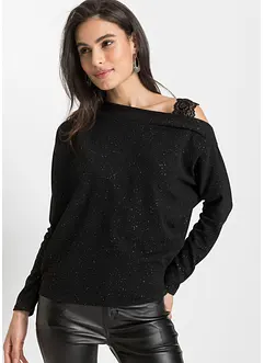 One shoulder-topp med glittereffekt, bonprix