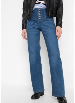 Jeans med hög midja och utsvängda ben med återvunnen polyester, RAINBOW