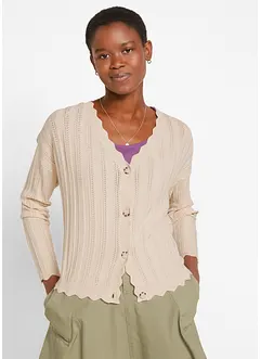 Kort hålmönstrad cardigan med hållbar viskoskofta, bonprix