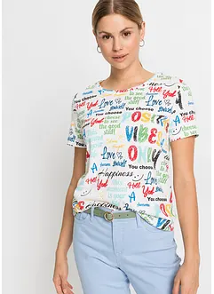 Mönstrad T-shirt i mjuk viskosmix, bonprix