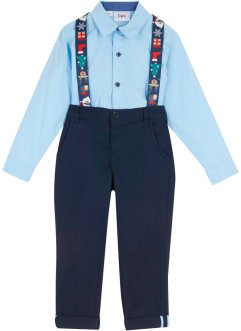 Festliga chinos + skjorta + hängslen för pojkar (3 delar), bpc bonprix collection