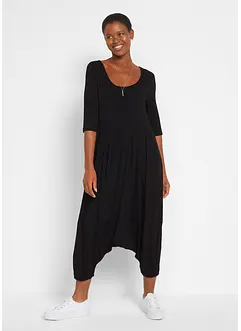 Jumpsuit med harembyxa, halvlång ärm, bonprix