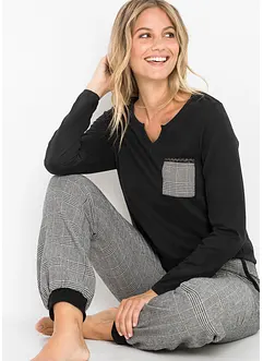 Pyjamas med flanellbyxa, bonprix