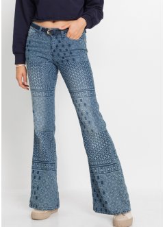 Utsvängda jeans i mönstermix, RAINBOW