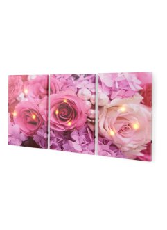 Tavla med rosor och LED-belysning (3 delar), bpc living bonprix collection
