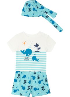 T-shirt + shorts + bandana för bebisar (3 delar), ekologisk bomull, bpc bonprix collection