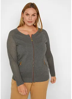 Cardigan med fickor med dragkedja, bonprix