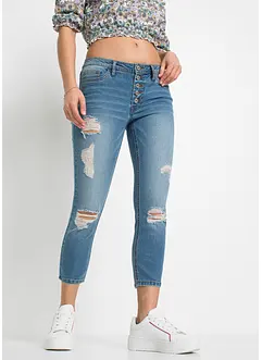 Korta stuprörsjeans med destroyed-look, bonprix