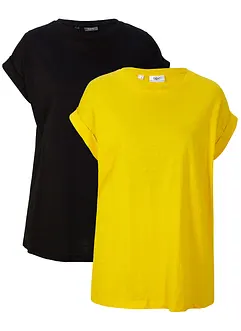 Longshirt med uppvikta ärmar (2-pack), bonprix