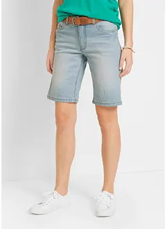 Stretchiga jeansbermudas med färgade uppvikta benslut, bonprix