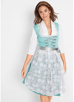 Knälång dirndl med spetsförkläde (2 delar), bonprix