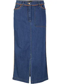 Jeanskjol med PU-passpoal, bonprix