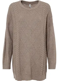 Oversizetröja med flätstickning, bonprix