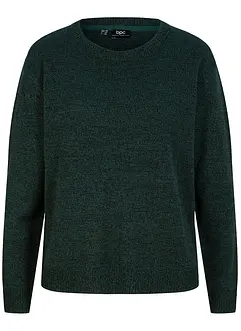 Stickad tröja med rund halsringning i melerad look, bonprix