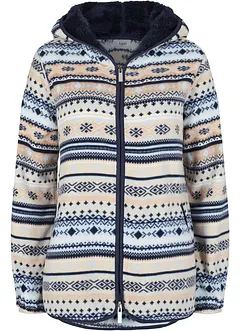 Lusemönstrad fleecejacka med huva, bonprix