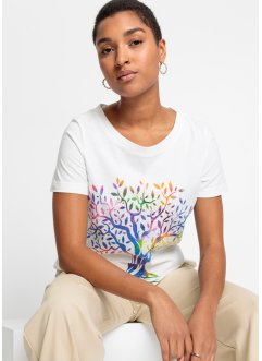 T-shirt med tryck i ekologisk bomull, RAINBOW