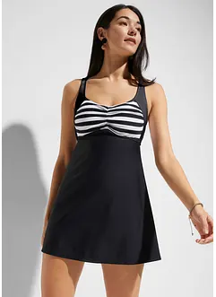 Lång tankini (2 delar) med bikinibyxa med hög midja, bonprix