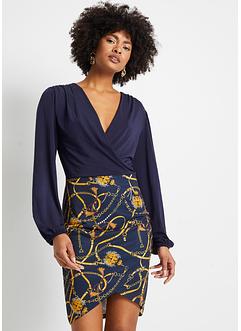 Jerseyklänning med kjol med omlottlook, BODYFLIRT boutique