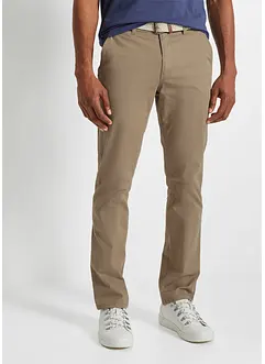 Stretchiga chinos med bekvämt snitt och skärp, normal passform, raka ben, bonprix