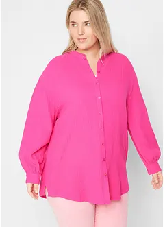 Oversize-muslinblus i bomull, lång modell med slits i sidan, bonprix