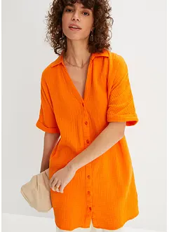 Lång muslinblus i oversizemodell av bomullsmuslin, bonprix