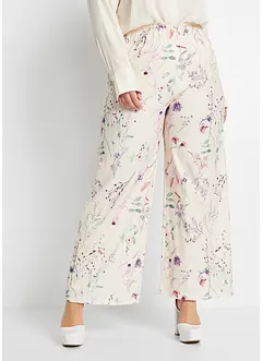 Plisserad byxa med blommönster, bonprix
