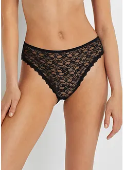 Maxitrosa med återvunnen spets och högt skurna benöppningar (3-pack), bonprix