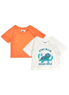 T-shirt med knappslå för bebisar i ekologisk bomull (2-pack), bpc bonprix collection