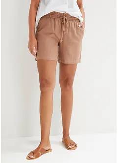 Shorts med paperbagmidja och linne, bonprix