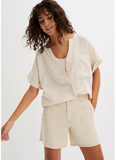 Muslinblus med knappslå och ficka, bpc bonprix collection