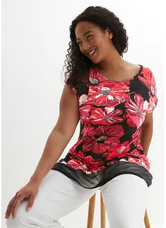 Longshirt med chiffong, bonprix