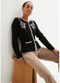 Söt folkdräktsinspirerad cardigan med broderi, bonprix