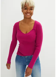 Stickad tröja med korsettlook, bonprix