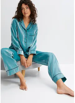 Pyjamas i satin med glanseffekt, bonprix