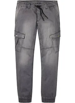 Mjuka jeans med cargofickor, Regular Fit, Straight, bonprix