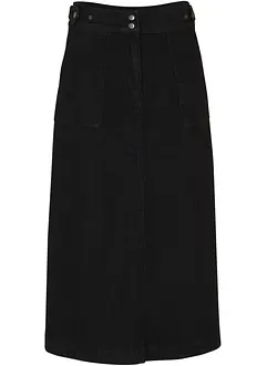 Jeanskjol med påsydda fickor, A-linjeformad, bonprix