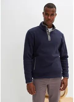 Fleecetröja med ståkrage, knappar och praktiska fickor, bonprix