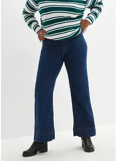 Comfort Stretch Wide Leg Jeans, Mid Waist, bonprix