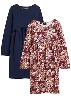 Jerseyklänning av ren bomull (2-pack), bonprix