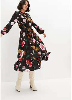 Mellanlång klänning i följsam viskos, bonprix