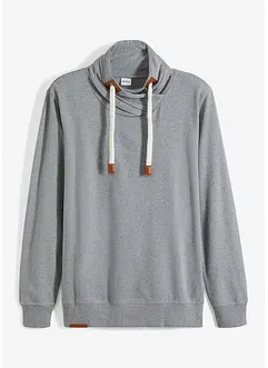 Sweatshirt med sjalkrage och detaljer av skinnimitation, bonprix