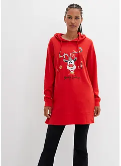 Lång sweatshirt med huva och slits i sidan, bonprix