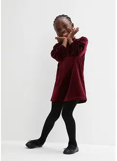 Sammetsklänning med volanger, bonprix