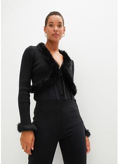 Cardigan med fuskpäls, BODYFLIRT